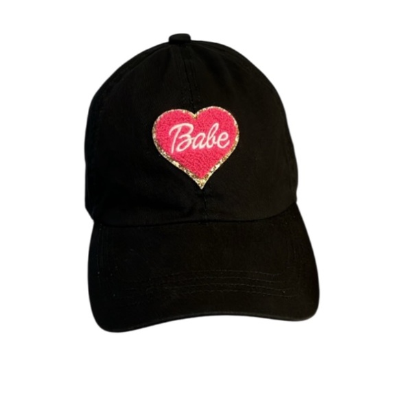 BABE David & Young Pink Heart Gold Glitter Ball Cap - Picture 1 of 6